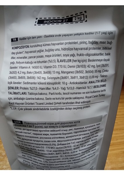 Indoor 27 Yetişkin Kedi Kuru Maması Kümes Hayvanlı 2 KG+100 Gram Hobi Malt modelleri