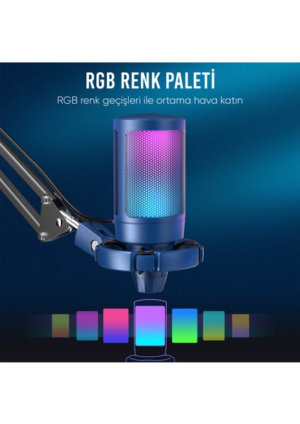 Ampligame A6TB Rgb USB Mavi Mikrofon Seti fiyatları