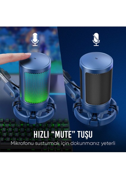 Ampligame A6TB Rgb USB Mavi Mikrofon Seti modelleri