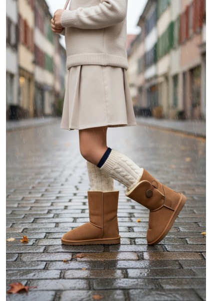 Kiddy Düğmeli Kürklü Çocuk Kışlık Bot