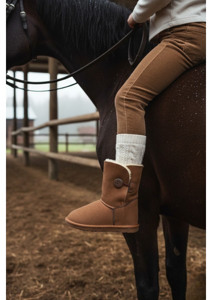 Kiddy Düğmeli Kürklü Çocuk Kışlık Bot