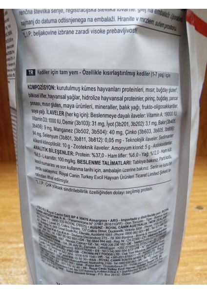 Kısırlaştırılmış Yetişkin Kedi Kuru Mama Kümes Hayvanlı 2 kg modelleri