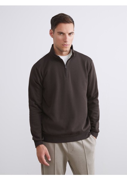 Yeni Sezon Dik Yaka Uzun Kollu Erkek Kalın Sweatshirt