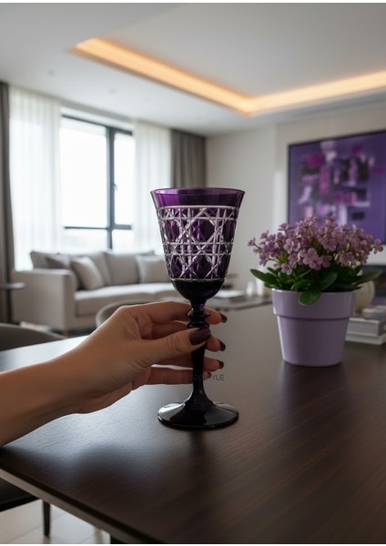 Gloria [RENK] El Kesmesi Kadeh 270 cc - Kristal Görünümlü Lüks Bardak