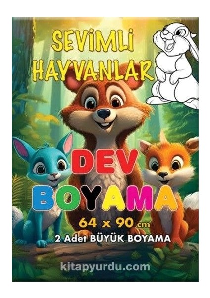 Sevimli Hayvanlar Dev Boyama 64 x 90 cm 2 Adet Dev Boyama Posteri