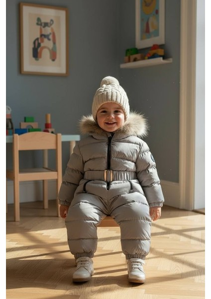 Bebek Kozmonot Tulum Kürk Kapşonlu Gri indirimleri