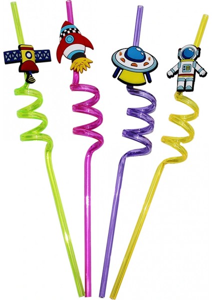 4 Parça Figürlü Pipet Plastik (4887)