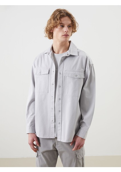 Yeni Sezon Rahat Kalıp Uzun Kollu Gabardin Erkek Gömlek Ceket