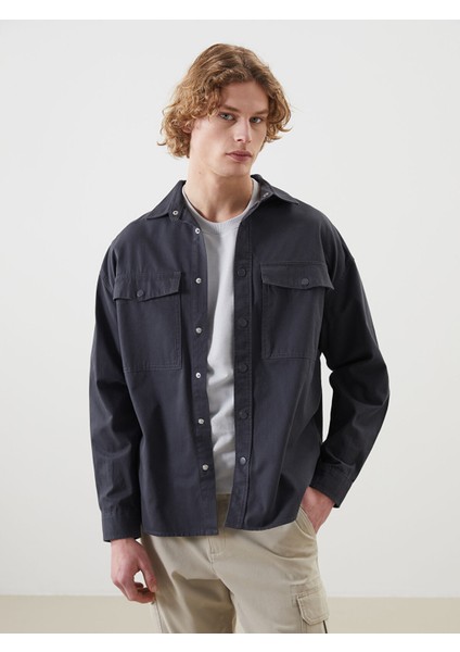 Yeni Sezon Rahat Kalıp Uzun Kollu Gabardin Erkek Gömlek Ceket