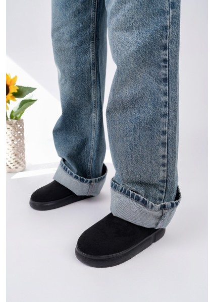 Tazzy Kadın Kalın Taban Içi Tüylü Günlük Mini Yarım Bot