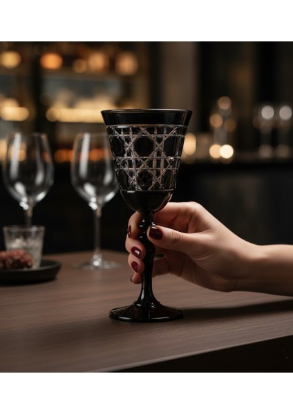 Gloria El Kesmesi Renkli Kadeh (270 cc) - Vintage Tarzı Kristal Görünümlü Bardak