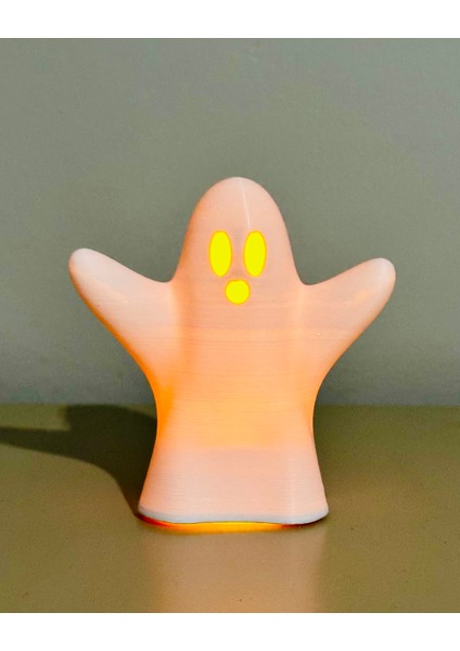 El Yapımı 3D Baskı Hayalet Mumluk-Halloween Dekorasyonu-Cadılar Bayramı Temalı-Beyaz-02