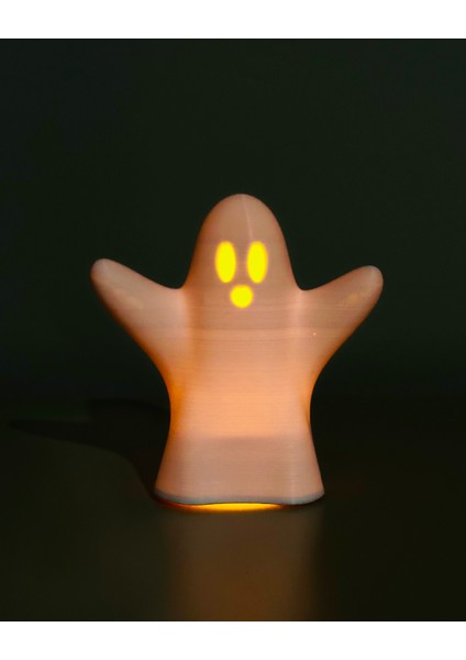 El Yapımı 3D Baskı Hayalet Mumluk-Halloween Dekorasyonu-Cadılar Bayramı Temalı-Beyaz-02