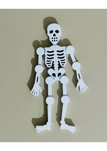 Hareketli 3D Iskelet Figür – Pla Malzeme, Halloween Dekoru, 3D Yazıcı Üretimi-Beyaz