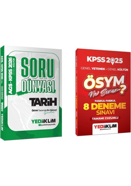 2026 KPSS AGS Genel Kültür Tarih Soru Dünyası ve Yediiklim Yayınları 2025 KPSS Genel Yetenek Genel Kültür ÖSYM Ne Sorar Tamamı Çözümlü 8 Fasikül Deneme Sınavı