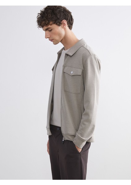 Yeni Sezon Standart Kalıp Gömlek Yaka Erkek Ceket