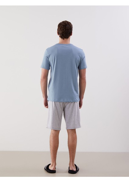 Yeni Sezon Standart Kalıp Erkek Şortlu Pijama Takımı fırsatları