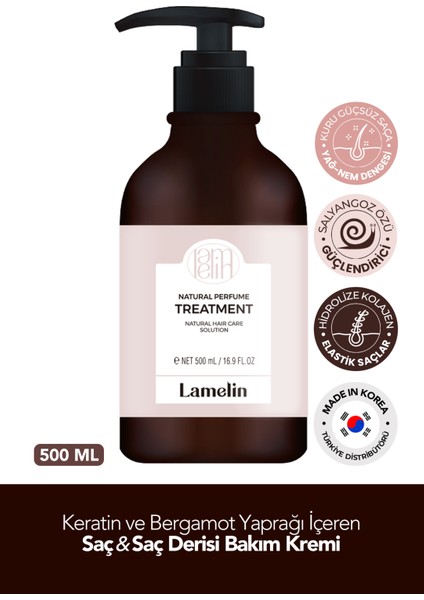 Keratin ve Kolejen İçeren Saç Bakım Kremi Lamelin Natural Perfume Treament 500 ML