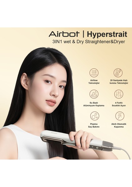 Hyperstrait 3’ü 1 Arada Saç Düzleştirici&kurutucu &FIRÇA–100 Milyon Plazmalı Saç Bakım Tarağı ile Kurutma ve Düzleştirme,hızlı Isınma 4 Isı Ayarı,akıllı Otomatik Kapanma Gold fiyatları