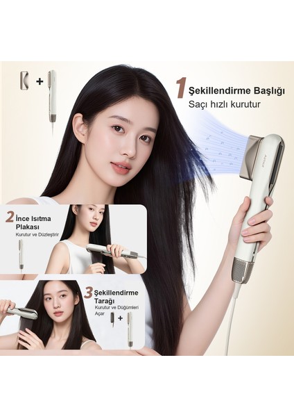 Hyperstrait 3’ü 1 Arada Saç Düzleştirici&kurutucu &FIRÇA–100 Milyon Plazmalı Saç Bakım Tarağı ile Kurutma ve Düzleştirme,hızlı Isınma 4 Isı Ayarı,akıllı Otomatik Kapanma Gold fırsatları