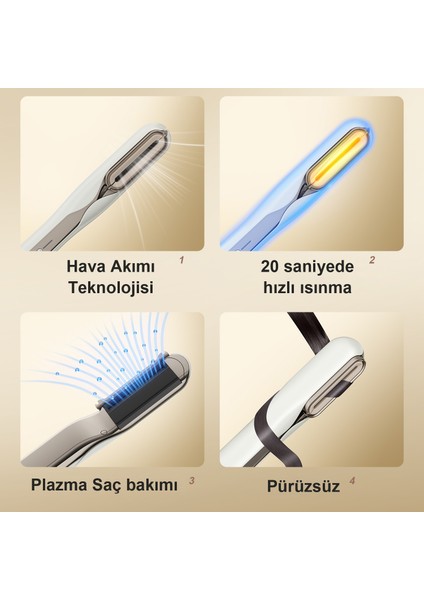 Hyperstrait 3’ü 1 Arada Saç Düzleştirici&kurutucu &FIRÇA–100 Milyon Plazmalı Saç Bakım Tarağı ile Kurutma ve Düzleştirme,hızlı Isınma 4 Isı Ayarı,akıllı Otomatik Kapanma Gold indirimleri