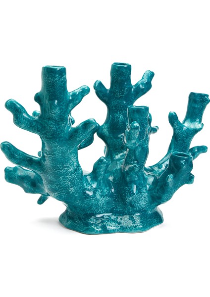 Turkuaz Mercan Formlu Şamdan