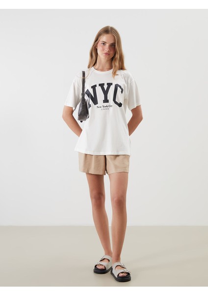 Yeni Sezon Bisiklet Yaka New York City Baskılı Kadın Tişört fiyatları