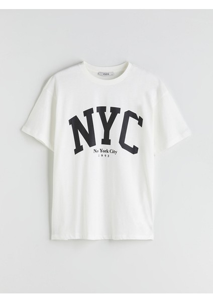 Yeni Sezon Bisiklet Yaka New York City Baskılı Kadın Tişört indirimleri