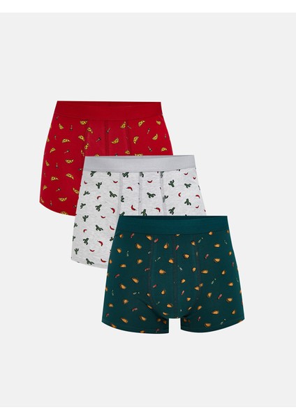 Yeni Sezon Standart Kalıp Pamuklu Esnek Erkek Boxer 3'lü