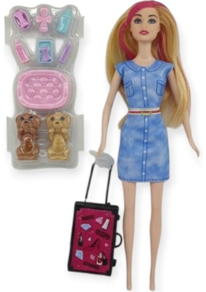 Puppy Bella 30 cm Bebek ve Köpek Bakım Seti - Mavi Elbise (Lisinya) fiyatları