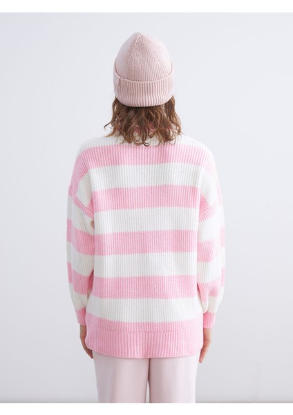 Yeni Sezon Bisiklet Yaka Çizgili Oversize Kadın Triko Kazak fırsatları