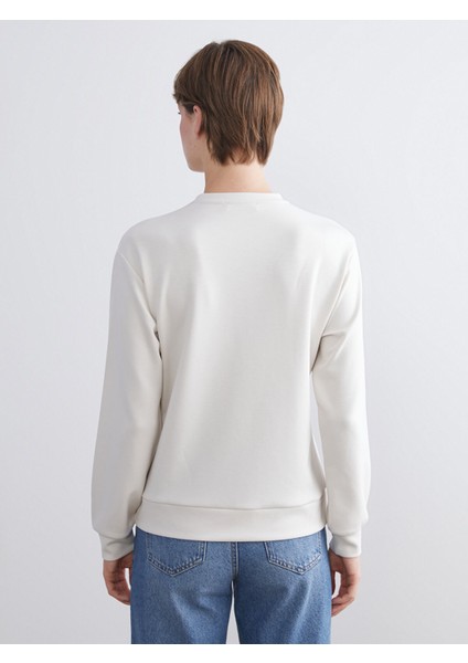 Yeni Sezon Bisiklet Yaka Taşlı Kadın Sweatshirt fırsatları