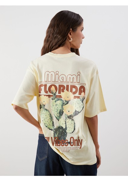Yeni Sezon Florida Baskılı Oversize Kadın Tişört