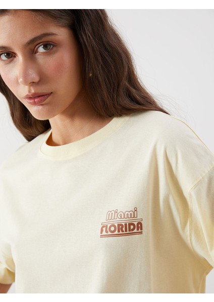 Yeni Sezon Florida Baskılı Oversize Kadın Tişört modelleri
