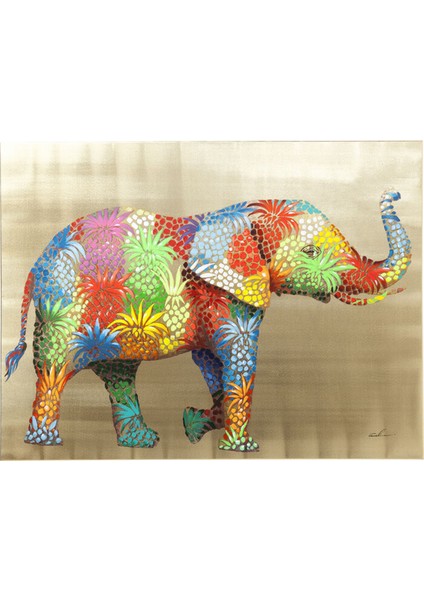 Touched Flower Elefant Tablo 120X90 cm