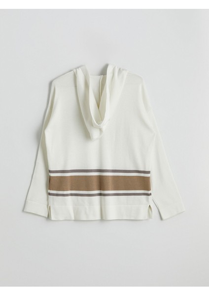 Yeni Sezon Kapüşonlu Renk Bloklu Oversize Kadın Triko Kazak indirimleri