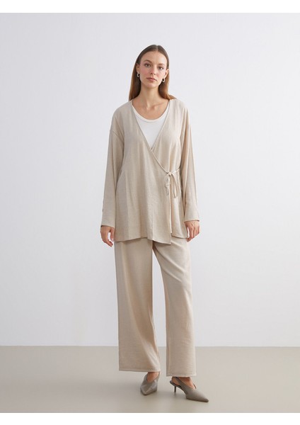 Yeni Sezon Kruvaze Yaka Dokulu Kadın Kimono fiyatları