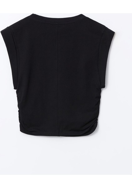 Yeni Sezon Bisiklet Yaka Büzgülü Crop fırsatları