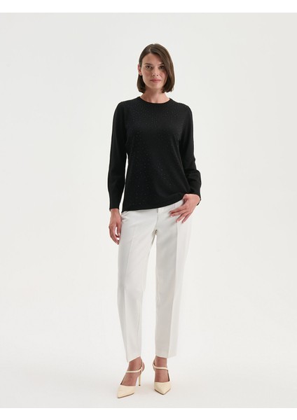 Yeni Sezon Bisiklet Yaka Taşlı Kadın Triko Kazak fiyatları