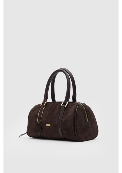 Suvea Kahve Süet Deri Çapraz Çanta