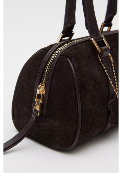 Suvea Kahve Süet Deri Çapraz Çanta modelleri