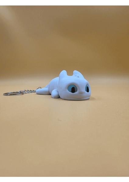 Ejderhanı Nasıl Eğitirsin Beyaz Light Fury Anahtarlık/ Verslab Print