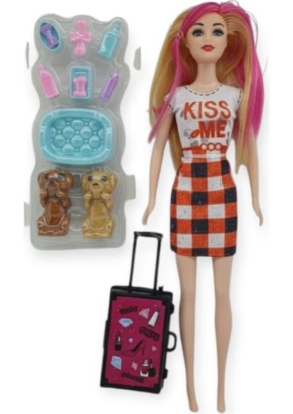 Puppy Bella 30 cm Bebek ve Köpek Bakım Seti - Turuncu Elbise (Lisinya) fiyatları