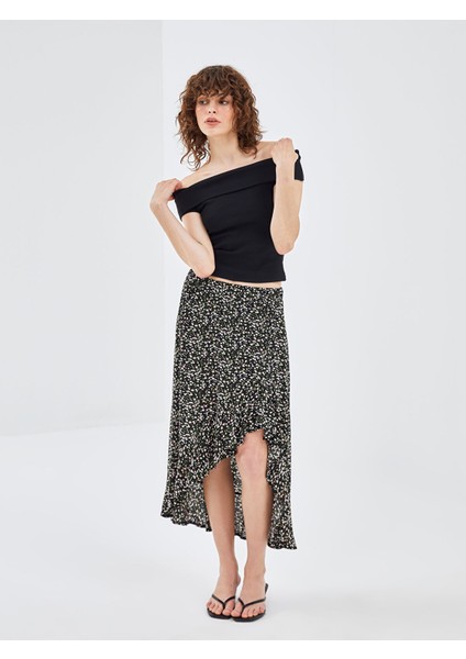 Yeni Sezon Beli Lastikli Çiçekli Kadın Etek