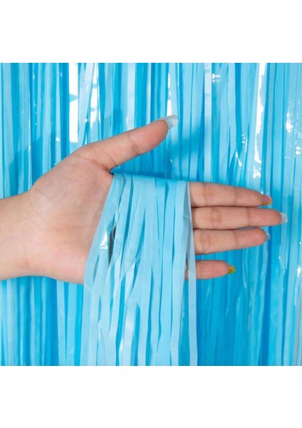 Soft Mavi Püsküllü Kapı Perdesi - Parti, Baby Shower, Sünnet Süsü, Cinsiyet Partisi 1x2 M (4887) fiyatları