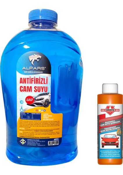 Oto Cam Suyu 2,5 Lt Antifrizli Cam Suyu - 25 Derece-Kokulu Cam Suyu Şampuanı Hediyeli