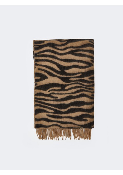 Yeni Sezon Zebra Desenli Püsküllü Kadın Atkı fiyatları