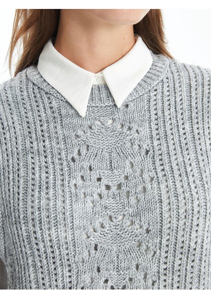 Yeni Sezon Bisiklet Yaka Ajurlu Kadın Triko Süveter modelleri