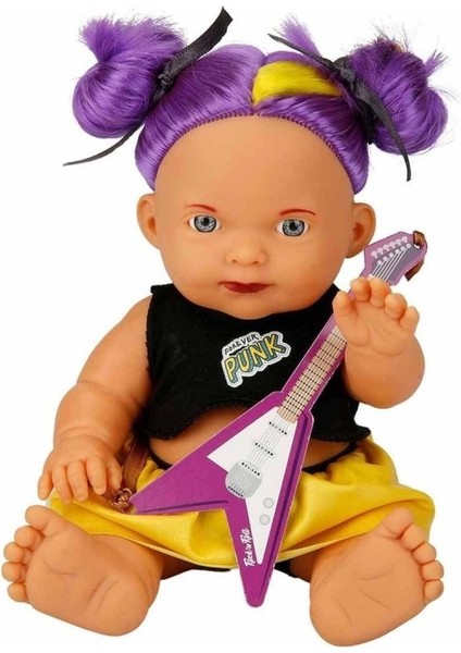 Punkçı Bebek Figürü 25 cm - Mor Saçlı (Lisinya)