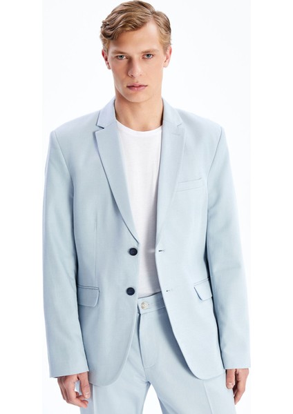 Yeni Sezon Standart Kalıp Keten Karışımlı Erkek Blazer Ceket